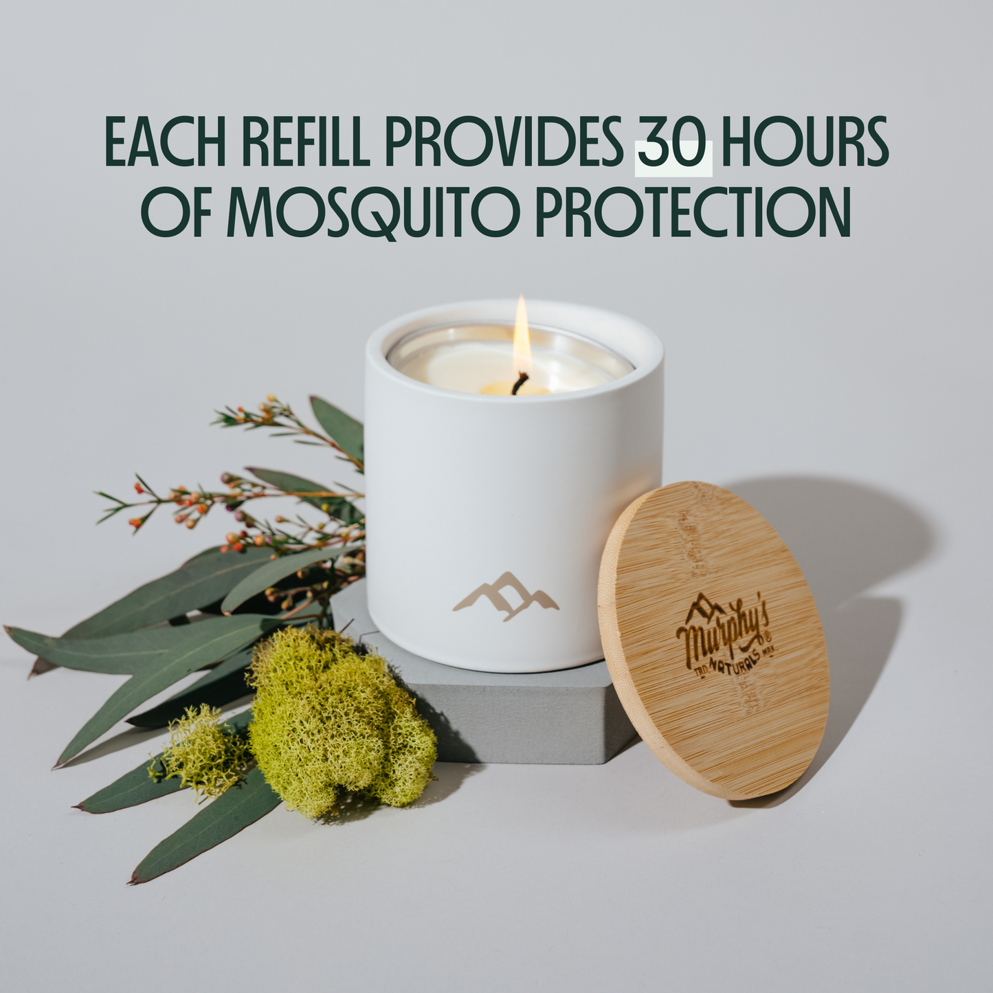 Refillable Mosquito Repellent Candle, Cloud White (9oz) - Case of 6