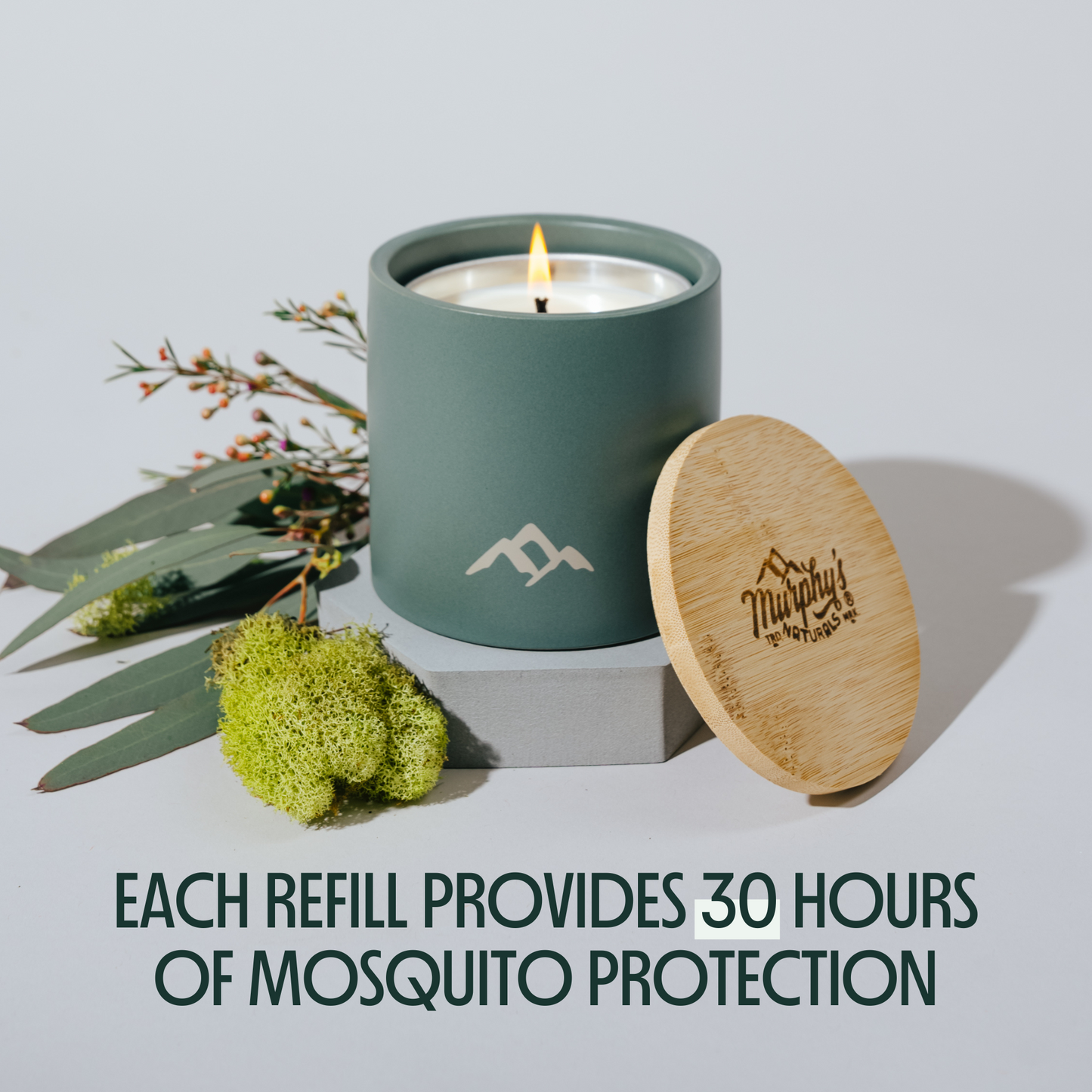 Refillable Mosquito Repellent Candle, Forest Green (9oz) - Case of 6