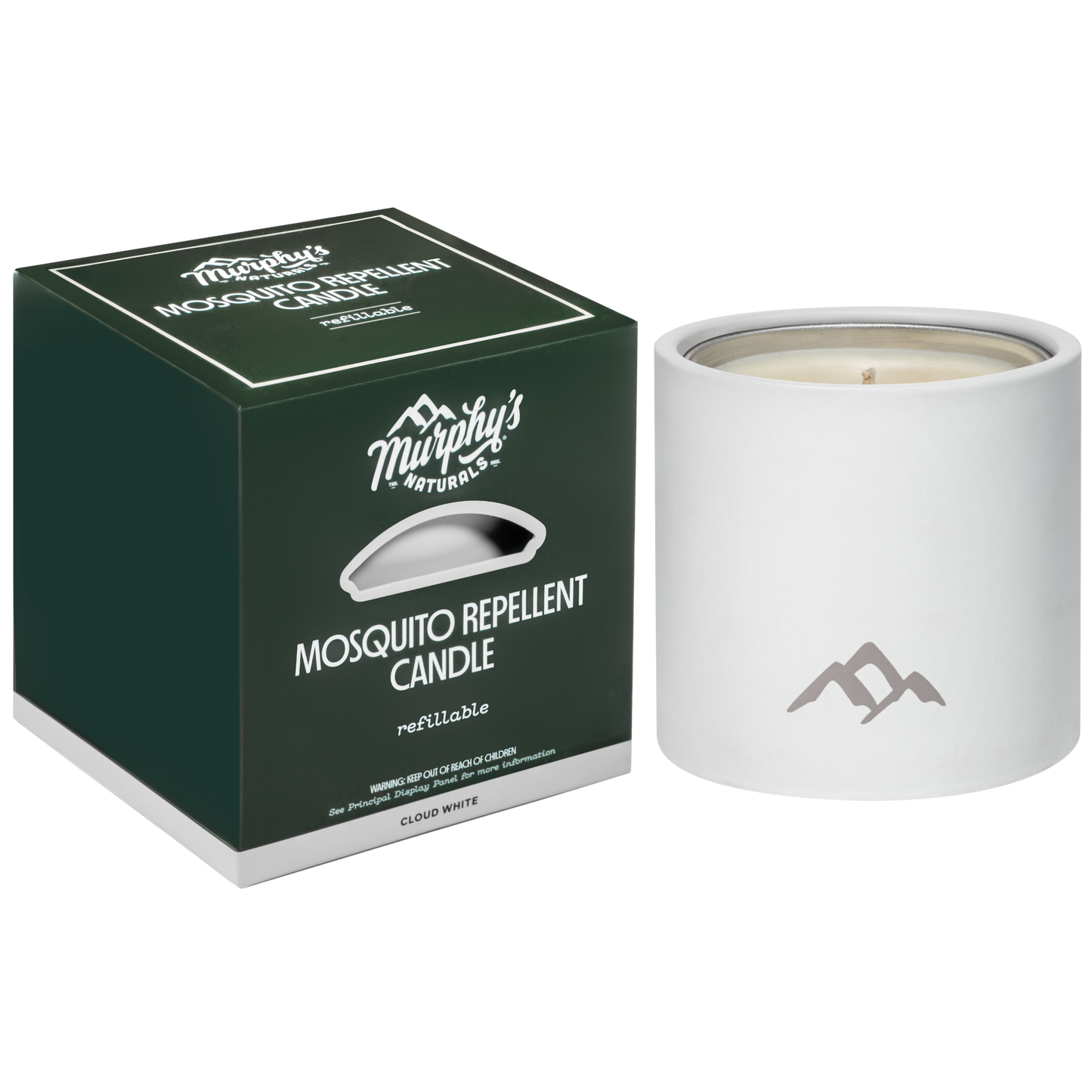 Refillable Mosquito Repellent Candle, Cloud White (9oz) - Case of 6