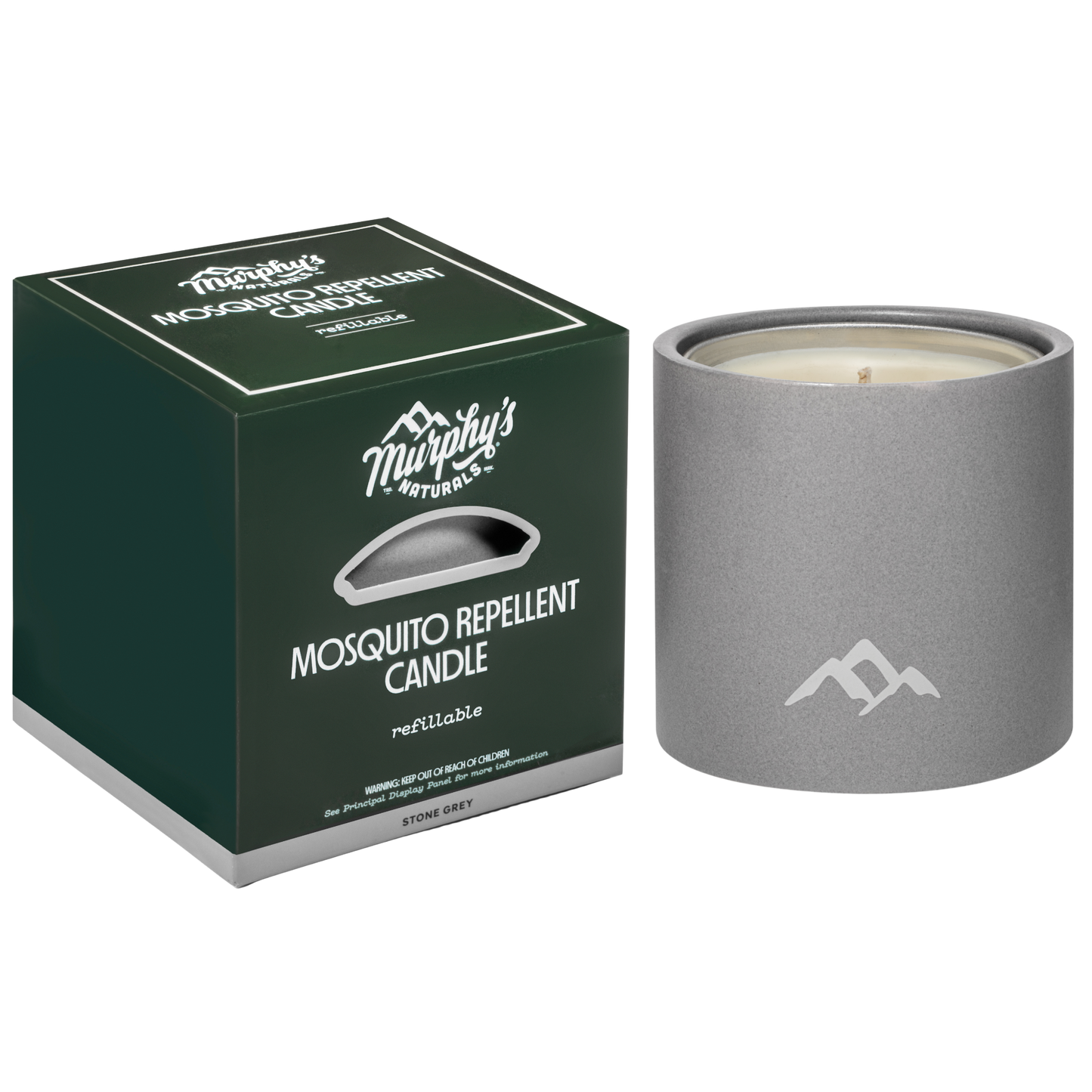 Refillable Mosquito Repellent Candle, Stone Grey (9oz) - Case of 6