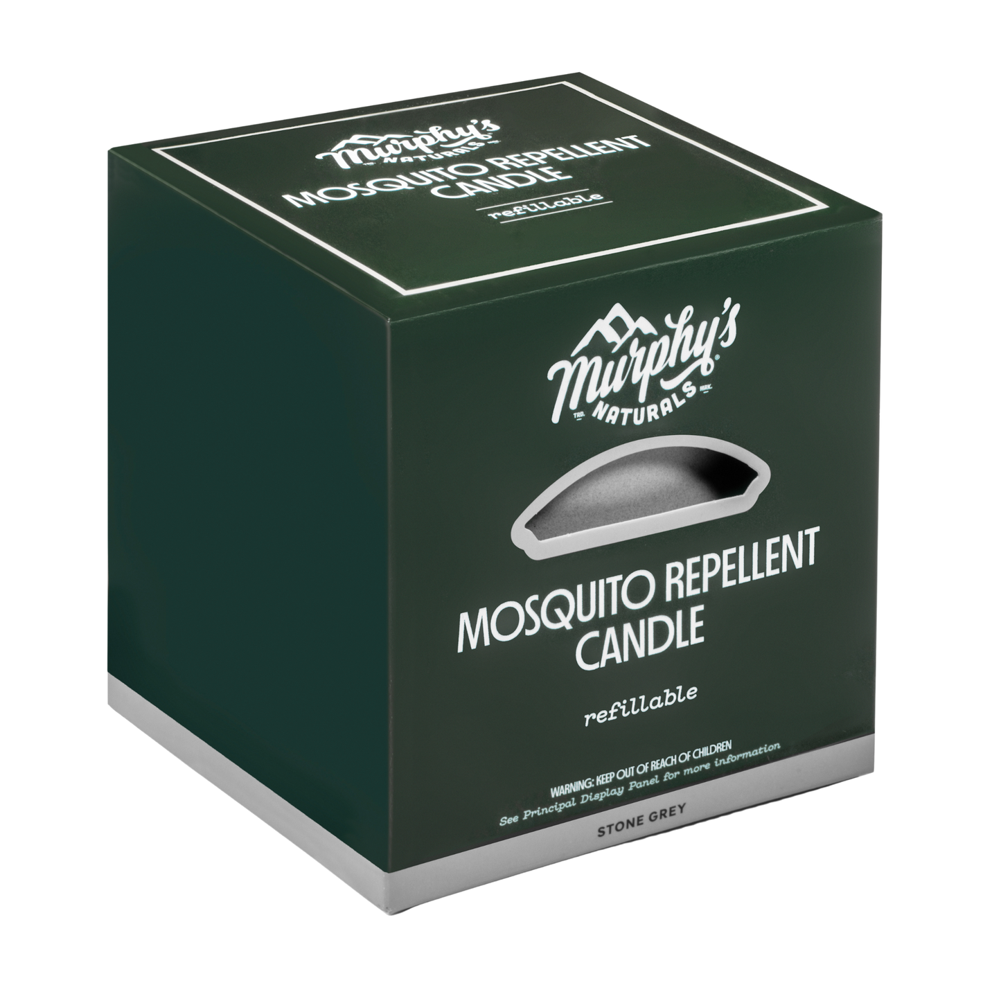 Refillable Mosquito Repellent Candle, Stone Grey (9oz) - Case of 6
