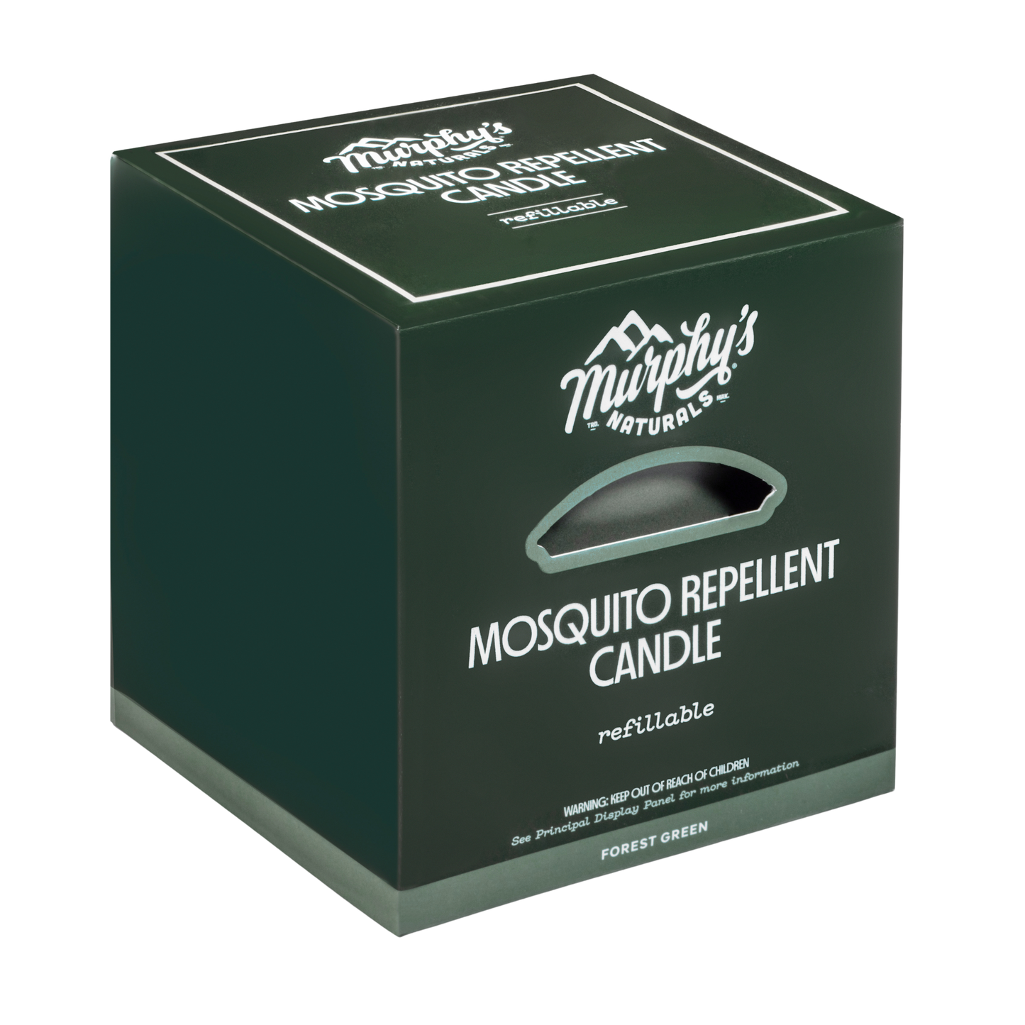 Refillable Mosquito Repellent Candle, Forest Green (9oz) - Case of 6