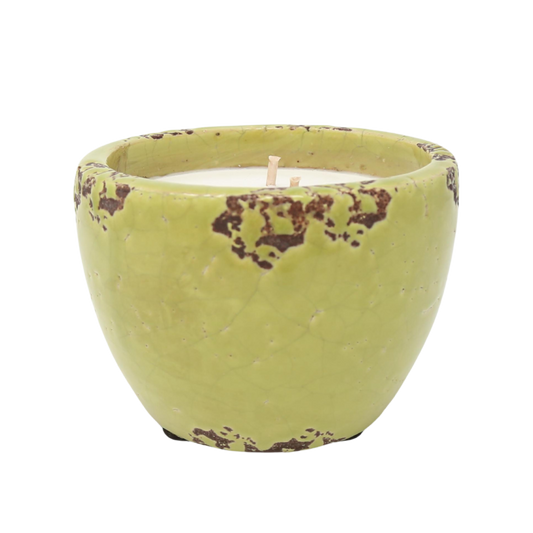 Mosquito Repellent Ceramic Garden Candle, Green (13oz) - Case of 6