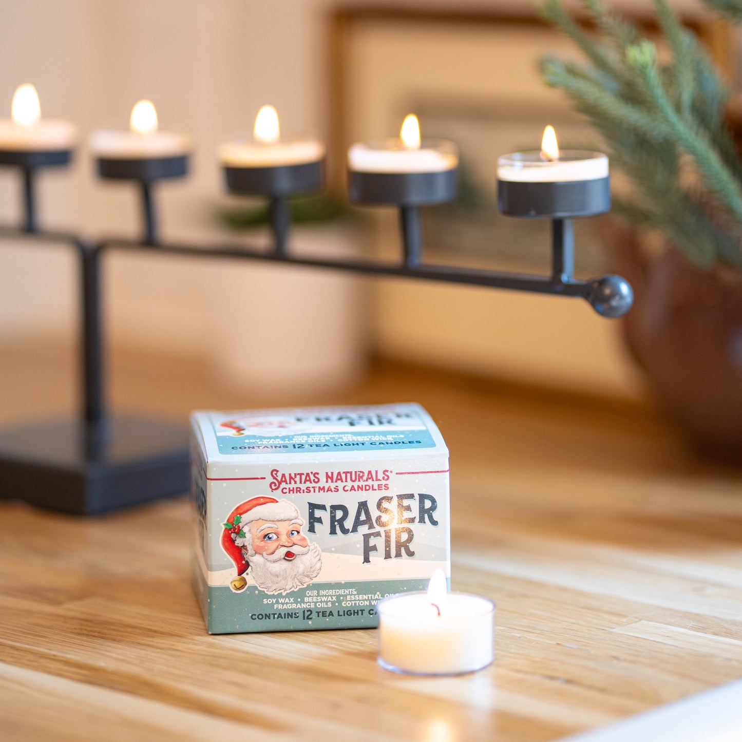 Santa's Naturals Fraser Fir Tea Light Candles 12 Count