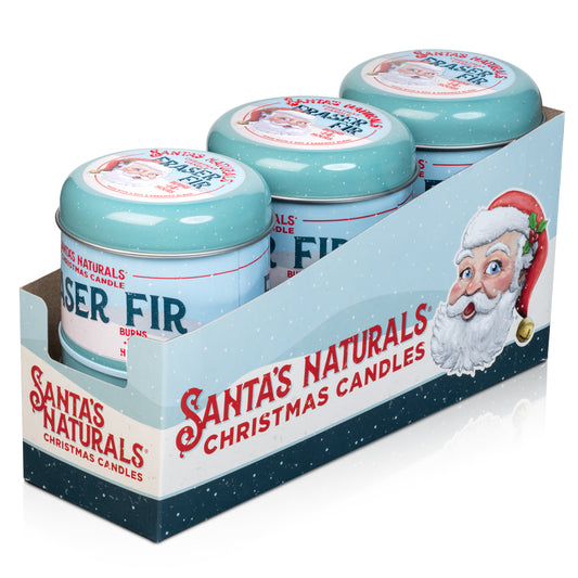 Santa's Naturals Fraser Fir 3.5oz Mini Candles Table Top Display