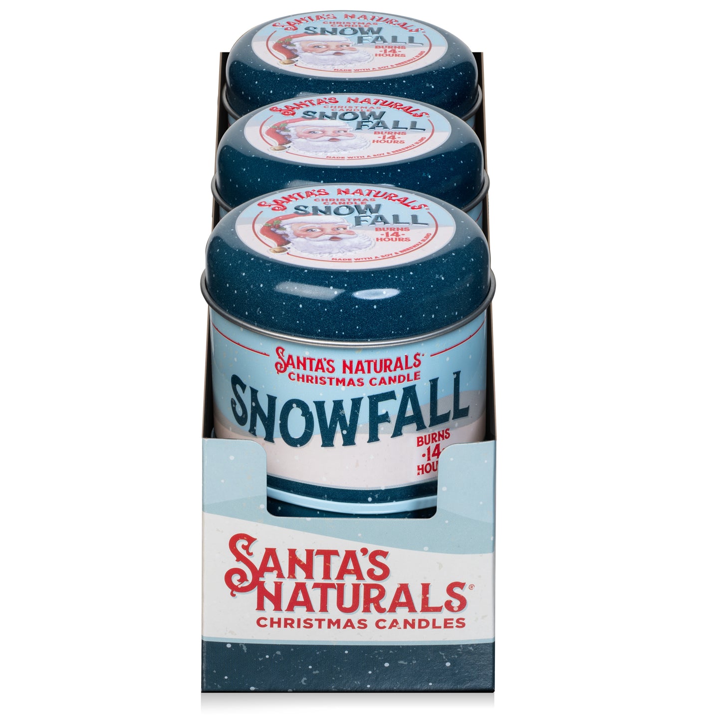 Santa's Naturals Snow Fall 3.5oz Mini Candles Table Top Display