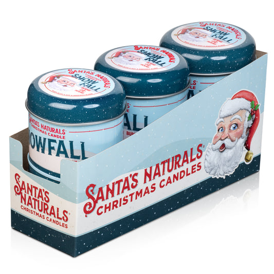 Santa's Naturals Snow Fall 3.5oz Mini Candles Table Top Display