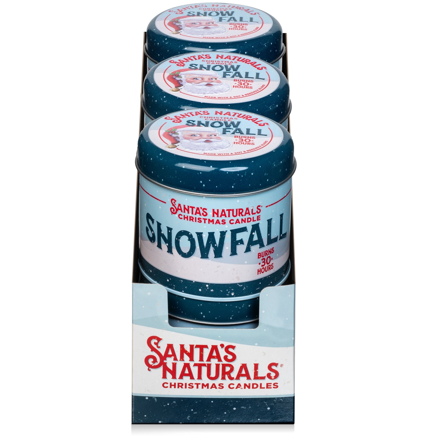 Santa's Naturals Snow Fall 9oz Candle Table Top Display