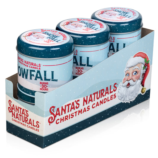 Santa's Naturals Snow Fall 9oz Candle Table Top Display