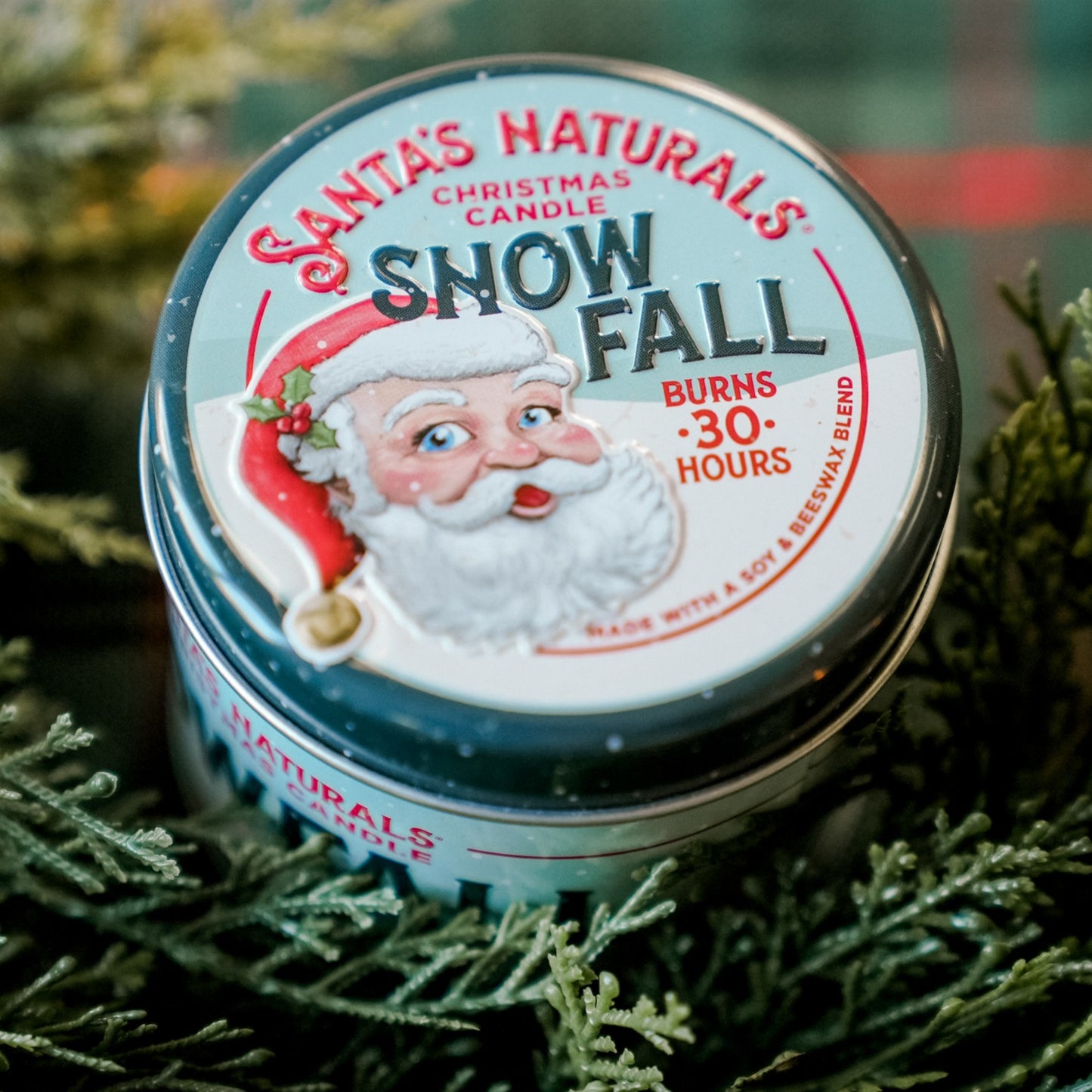 Santa's Naturals Snow Fall 9oz Candle Table Top Display