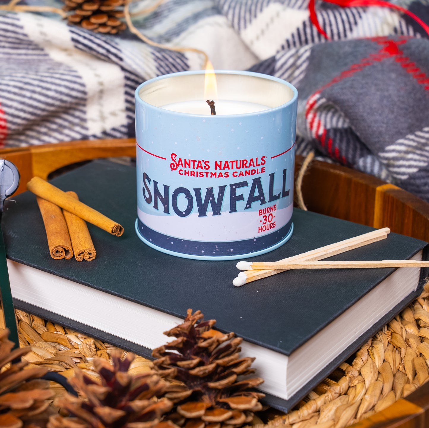 Santa's Naturals Snow Fall 9oz Candle Table Top Display