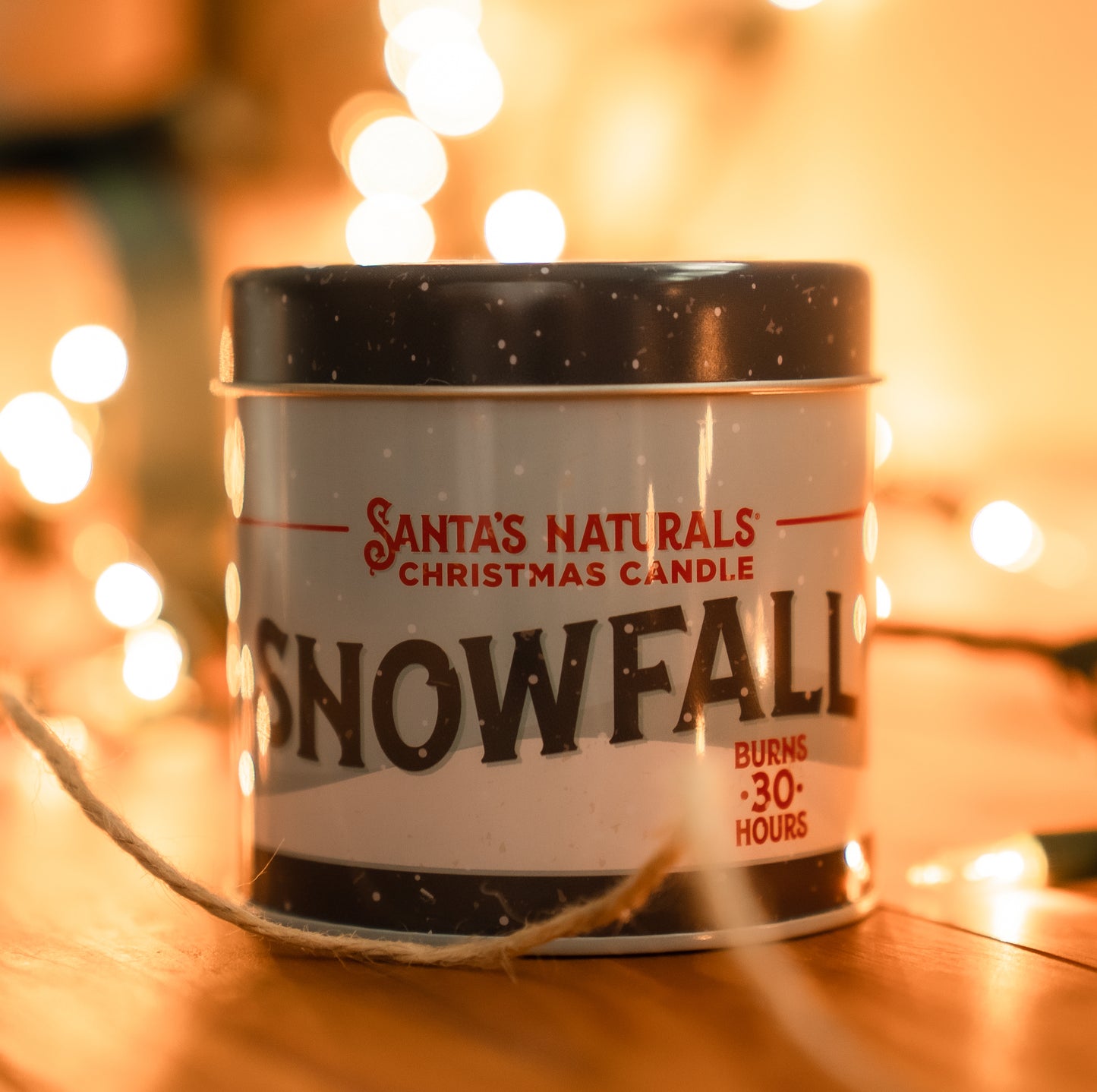 Santa's Naturals Snow Fall 9oz Candle Table Top Display