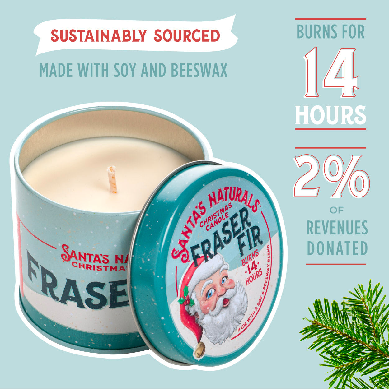 Santa's Naturals Fraser Fir 3.5oz Mini Trio Candle Set