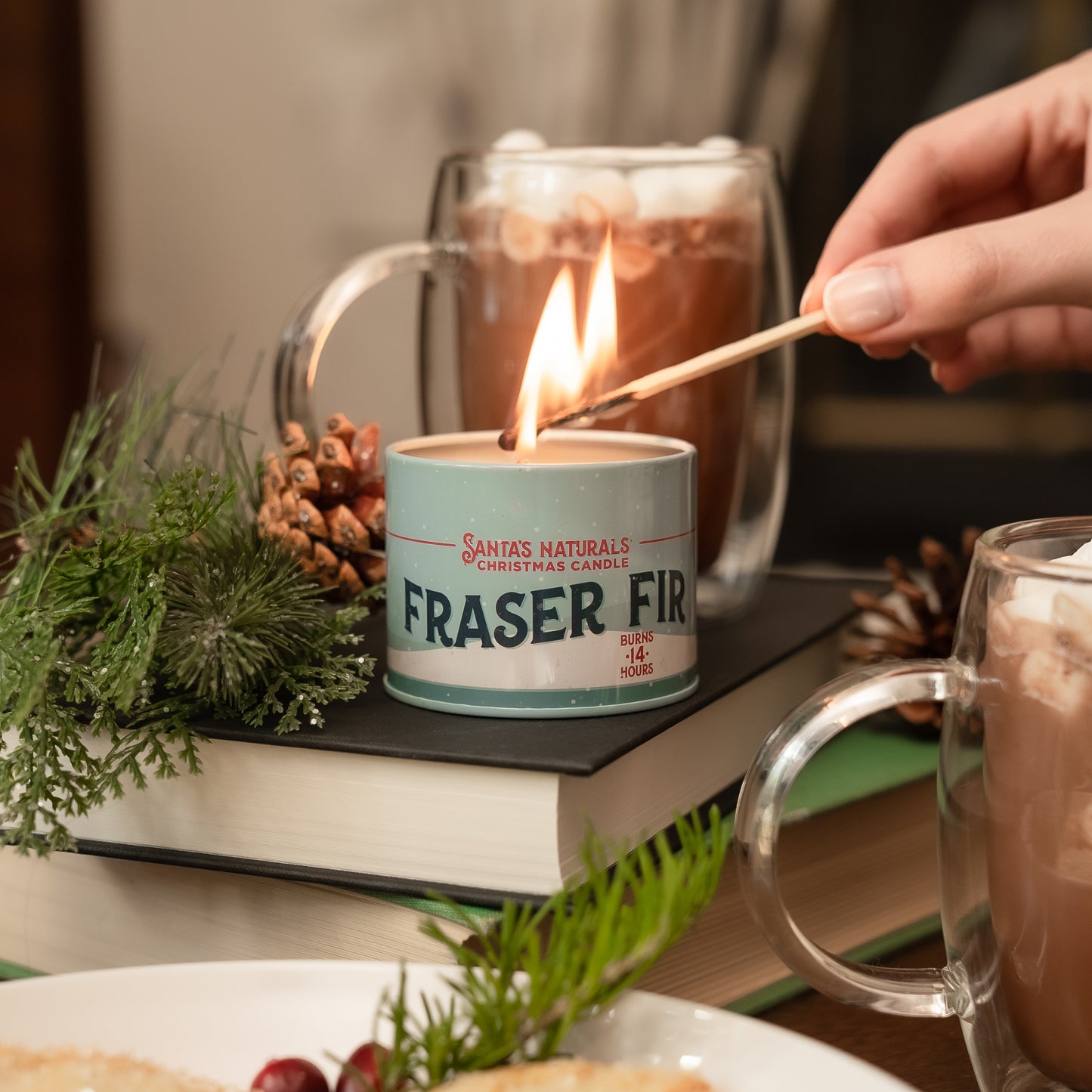 Santa's Naturals Fraser Fir 3.5oz Mini Candles Table Top Display