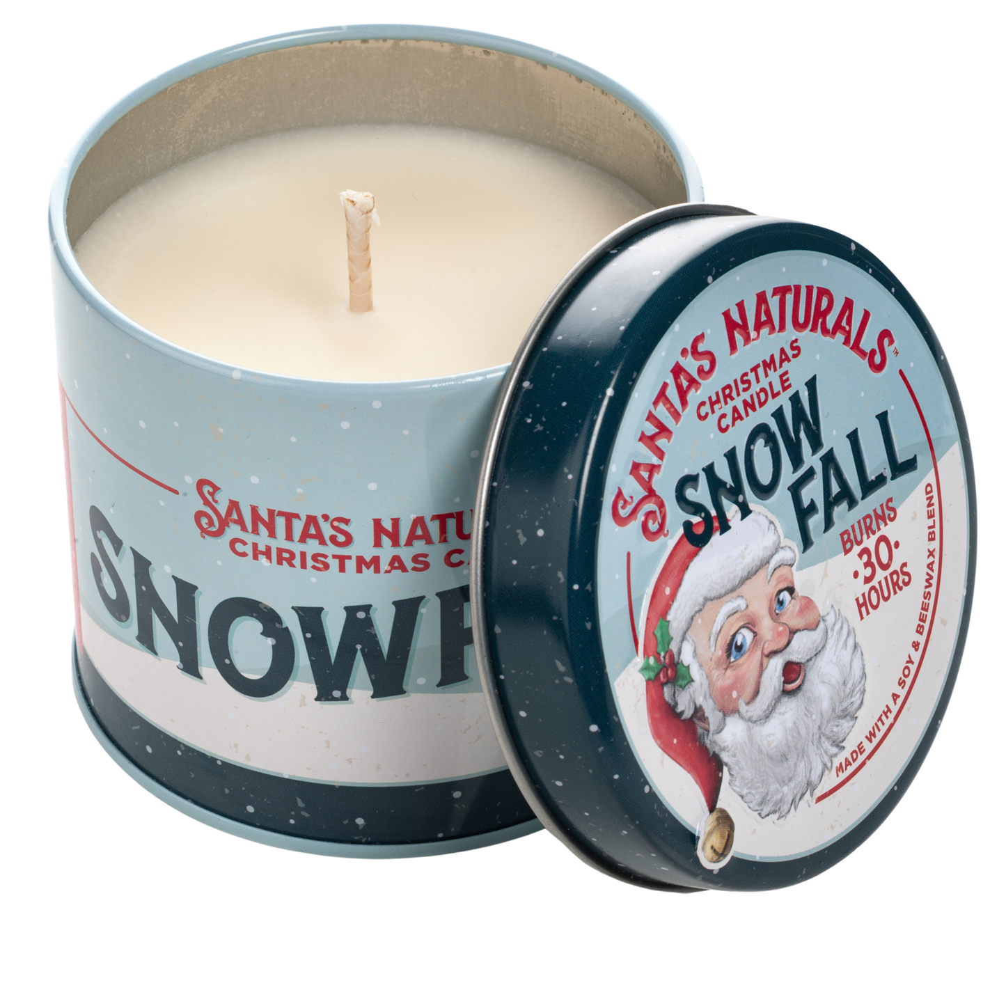 Santa's Naturals Snow Fall 9oz Candle Table Top Display