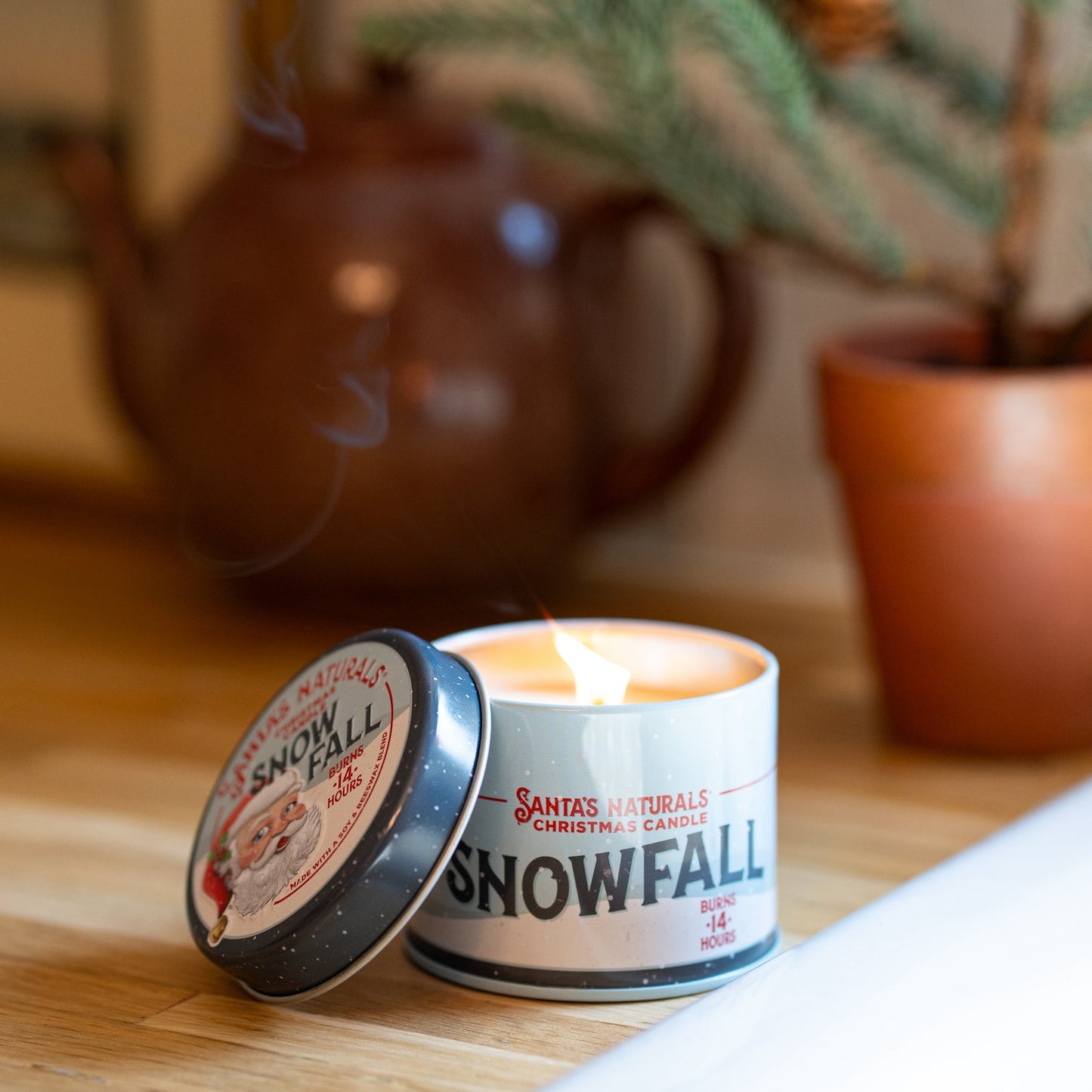 Santa's Naturals Snow Fall 3.5oz Mini Candles Table Top Display