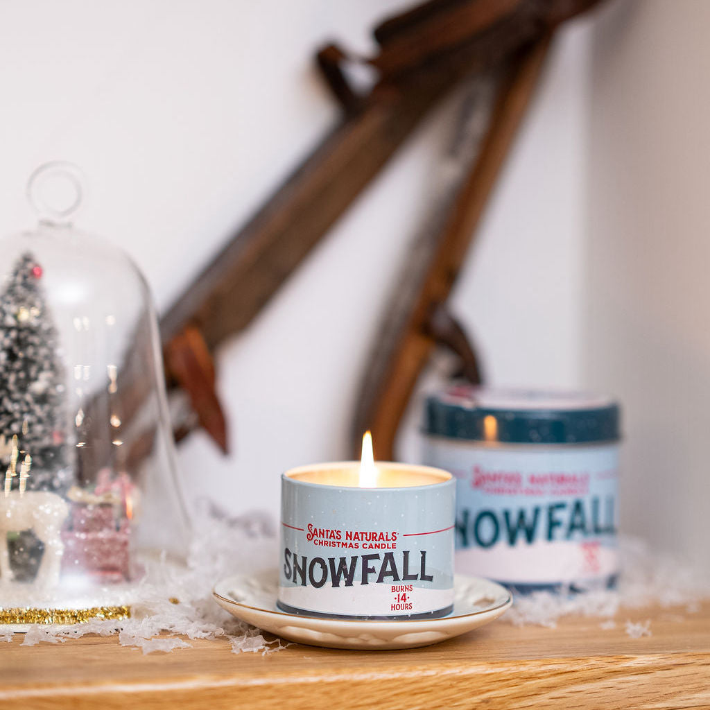 Santa's Naturals Snow Fall 3.5oz Mini Candles Table Top Display