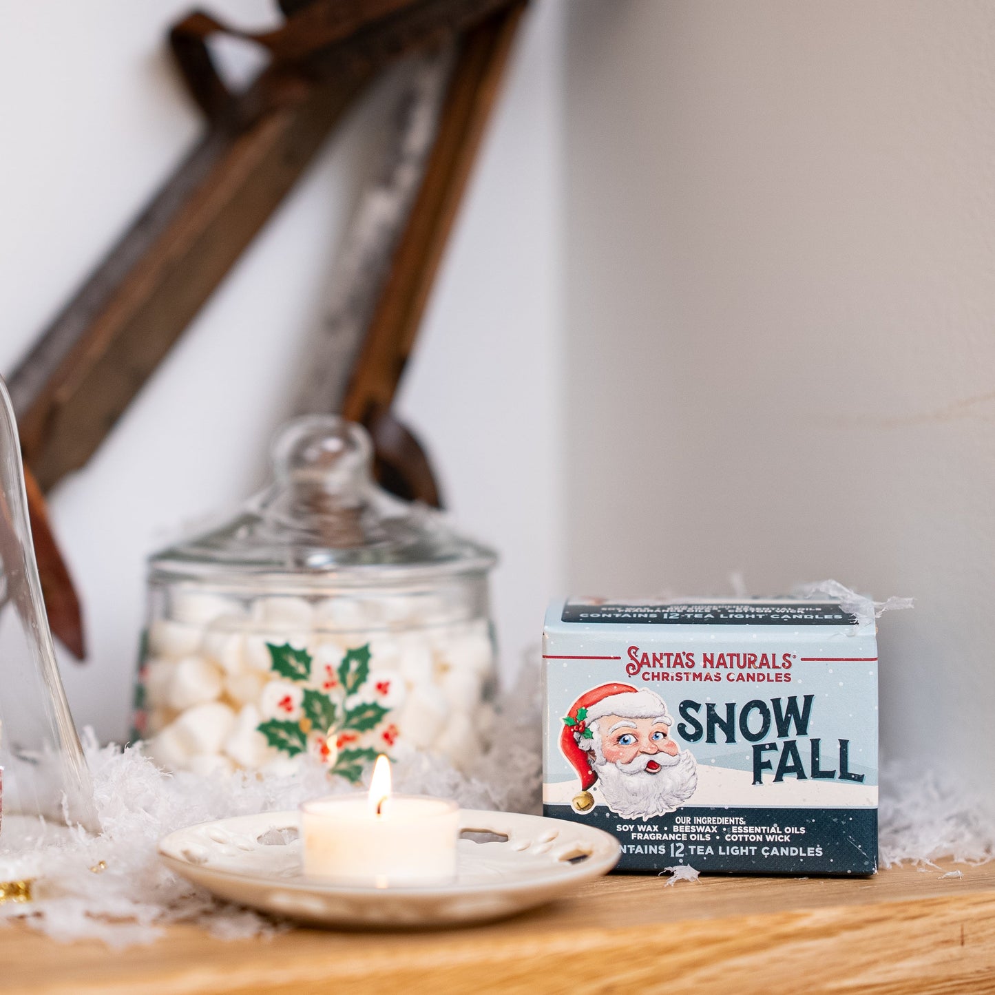 Santa's Naturals Snow Fall Tea Light Candles 12 Count