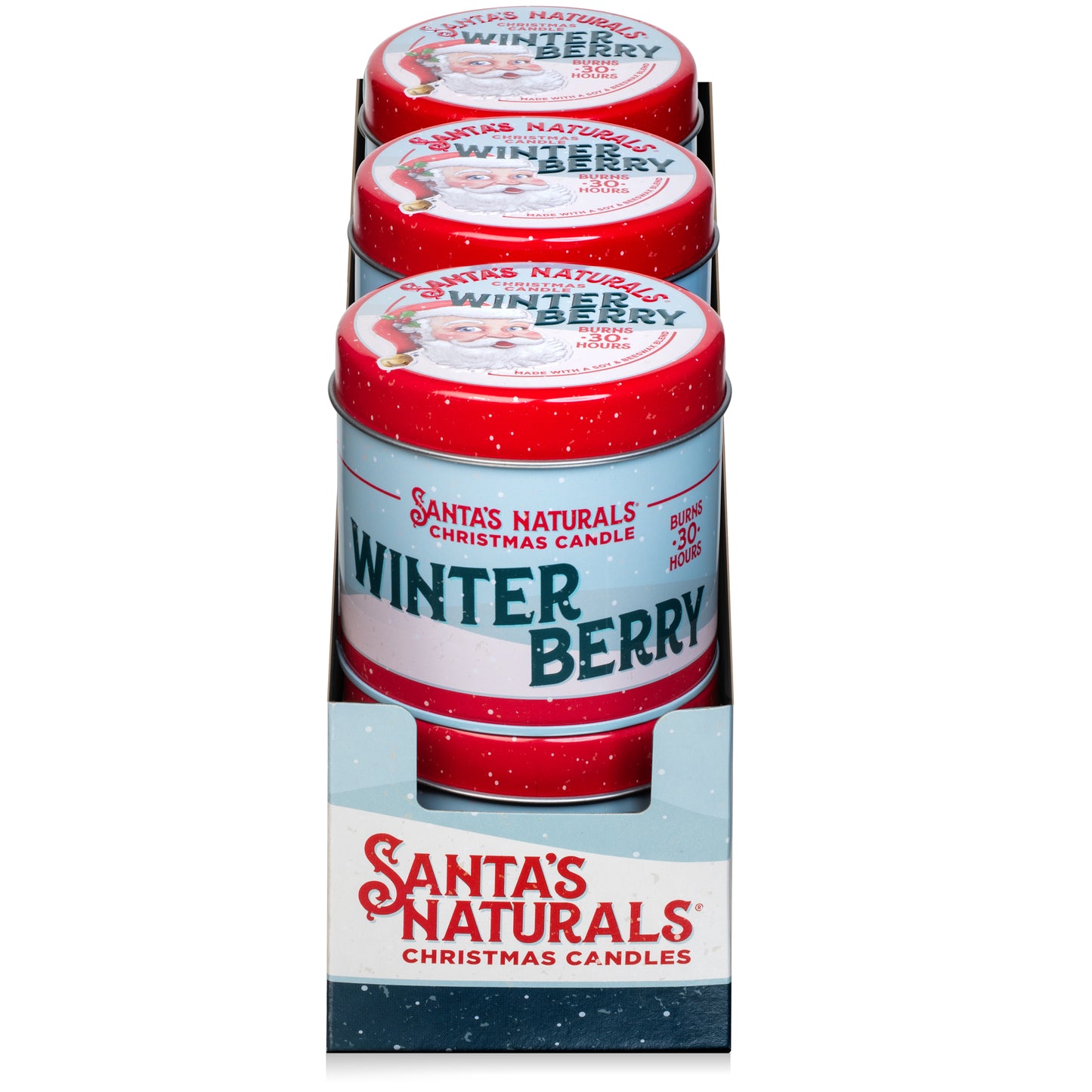 Santa's Naturals Winter Berry 9oz Candle Table Top Display