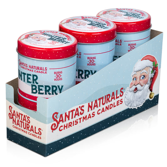 Santa's Naturals Winter Berry 9oz Candle Table Top Display