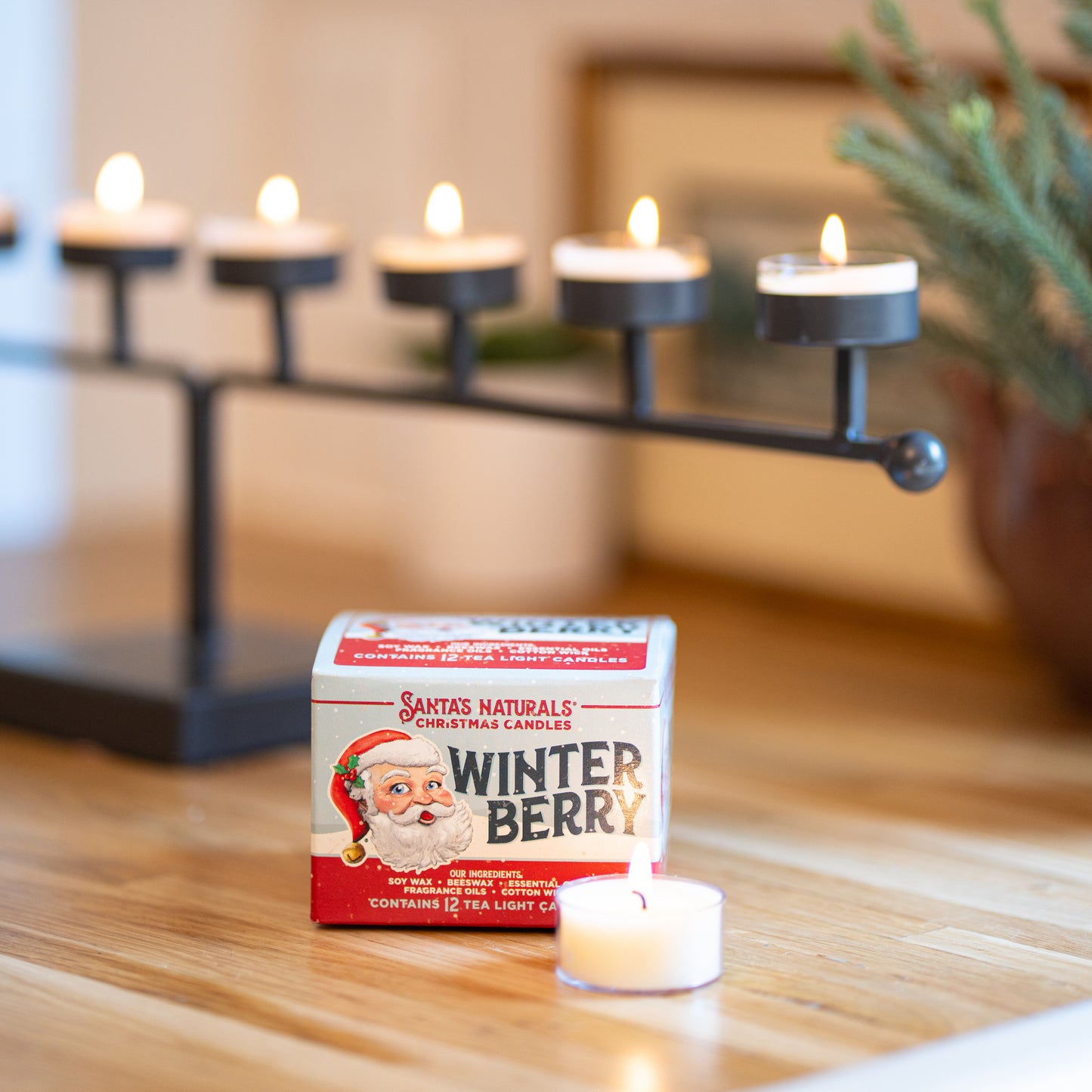 Santa's Naturals Winter Berry Tea Light Candles 12 Count