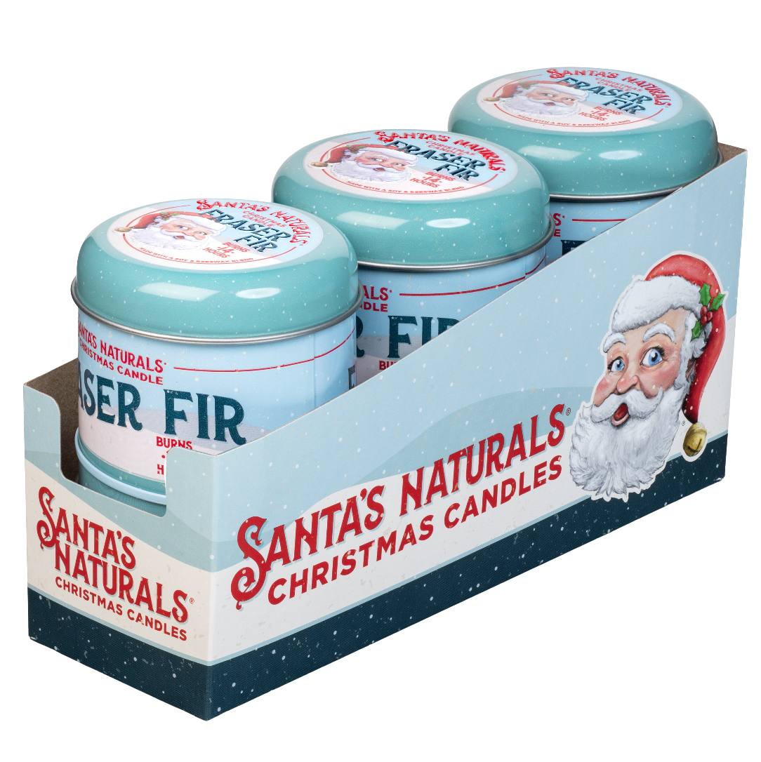 Santa's Naturals Fraser Fir 3.5oz Mini Candles Table Top Display