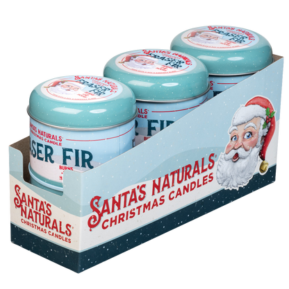 Santa's Naturals Fraser Fir 3.5oz Mini Candles Table Top Display