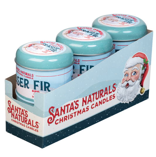 Santa's Naturals Fraser Fir 3.5oz Mini Candles Table Top Display