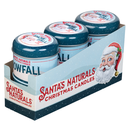 Santa's Naturals Snow Fall 3.5oz Mini Candles Table Top Display