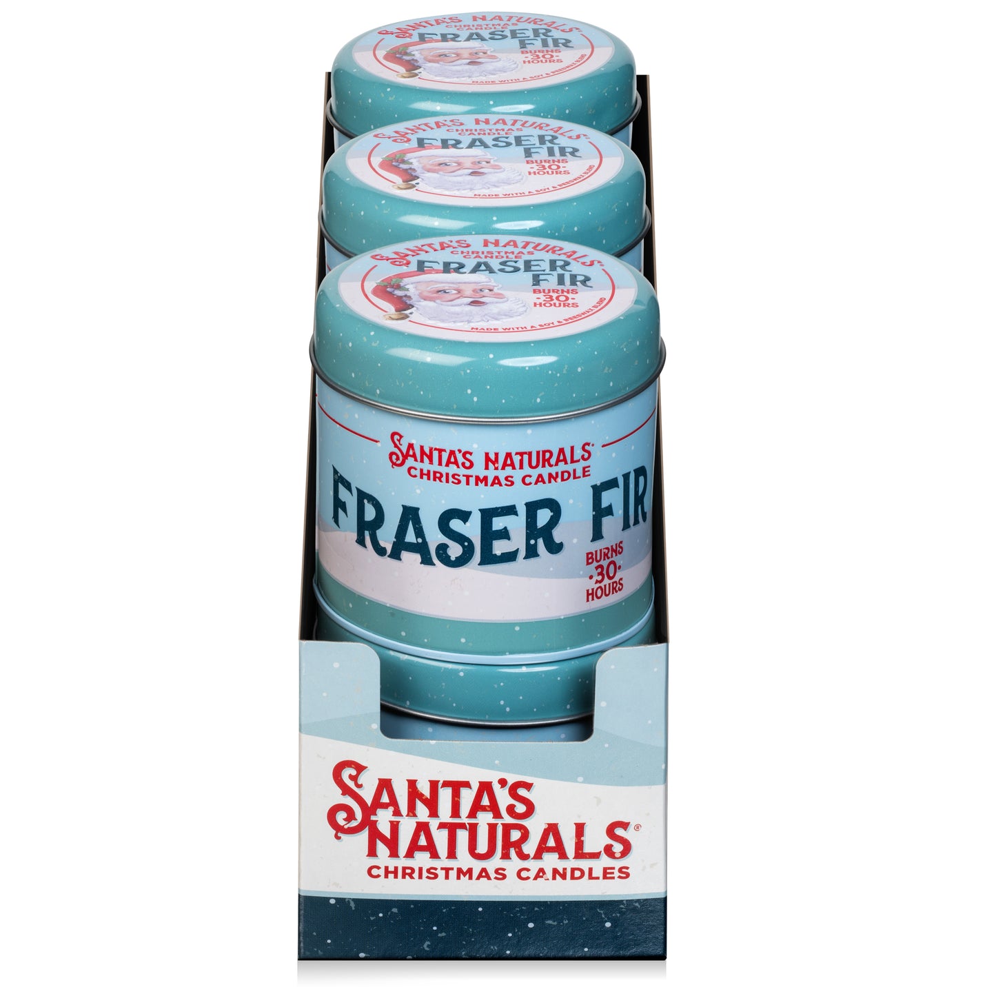 Santa's Naturals Fraser Fir 9oz Candle Table Top Display