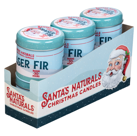 Santa's Naturals Fraser Fir 9oz Candle Table Top Display