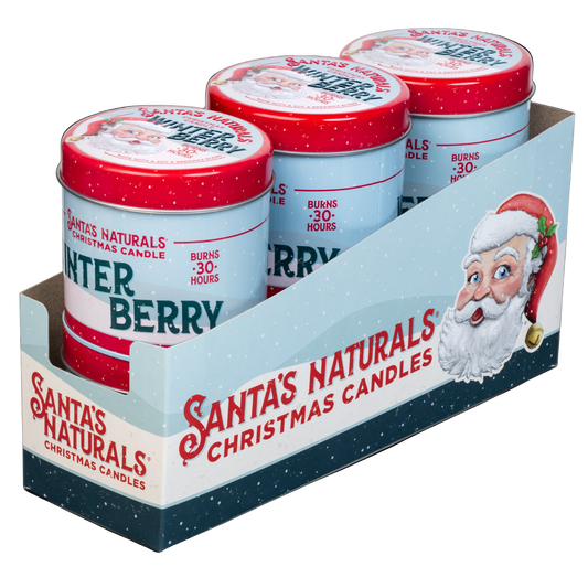 Santa's Naturals Winter Berry 9oz Candle Table Top Display