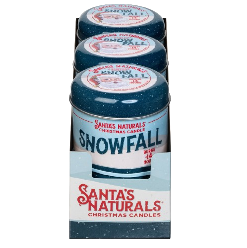 Santa's Naturals Snow Fall 3.5oz Mini Candles Table Top Display
